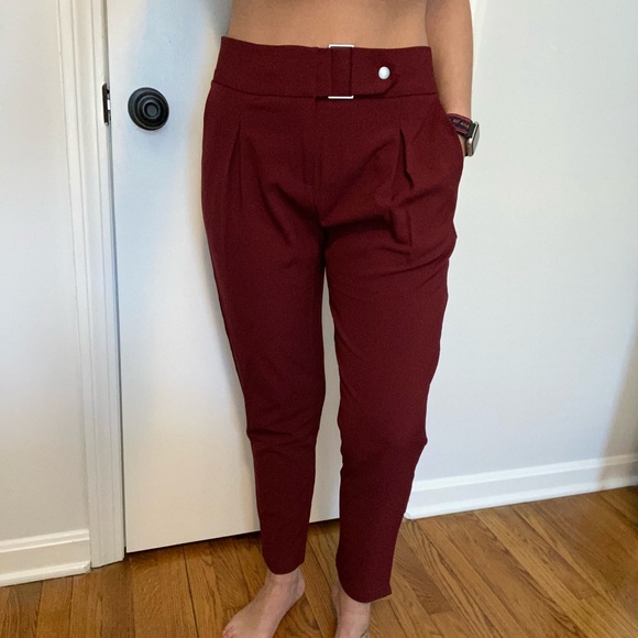 Maroon trouser pant high rise - Picture 4 of 6